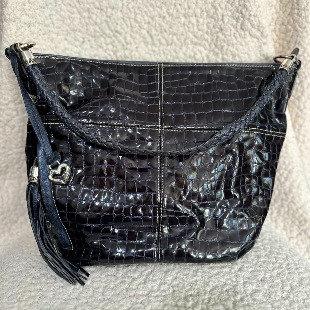 Snake Textured Leather Brighton Bag